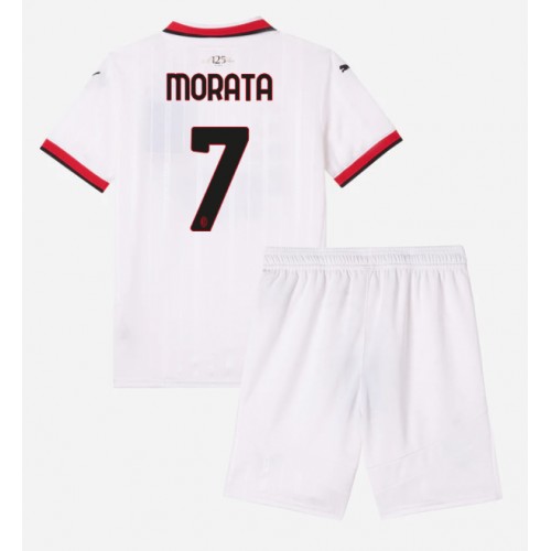 Fotbalové Dres AC Milan Alvaro Morata #7 Dětské Venkovní 2024-25 Krátký Rukáv (+ trenýrky)